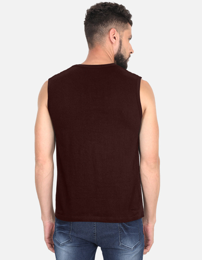 Inksara Indori Authentic Men's Sleeveless T-Shirt with minimalist 'Ek Number' slang print, premium cotton muscle tee for gym and summer wear in Indore.
