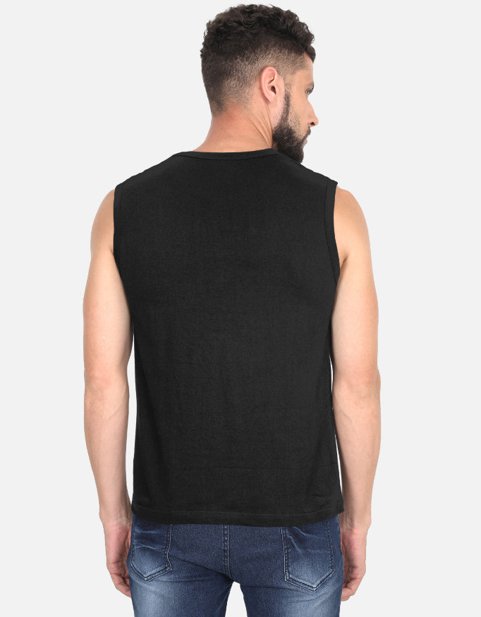Inksara Indori Authentic Men's Sleeveless T-Shirt with minimalist 'Ek Number' slang print, premium cotton muscle tee for gym and summer wear in Indore.
