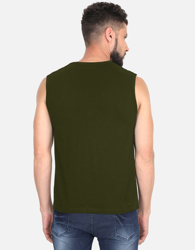 Inksara Indori Authentic Men's Sleeveless T-Shirt with minimalist 'Ek Number' slang print, premium cotton muscle tee for gym and summer wear in Indore.
