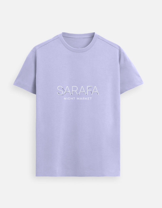 Inksara Sarafa Night Market premium Unisex Supima T-shirt, luxury streetwear featuring minimalist midnight food culture typography, high-end Indori fashion in soft-touch cotton.