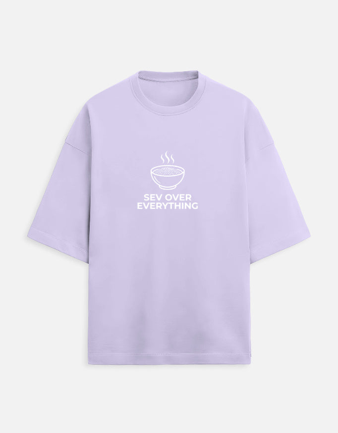 Inksara Sev Over Everything Unisex Terry Oversized Tee, premium heavyweight French Terry streetwear with minimalist Indori food culture typography, Indore 09 edition.