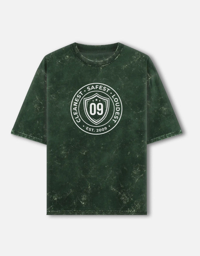 Inksara Cleanest Safest Loudest 09 Unisex Acid Washed Oversized Tee, vintage grey mineral wash streetwear with premium Indore pride typography, 7-star city edition."
