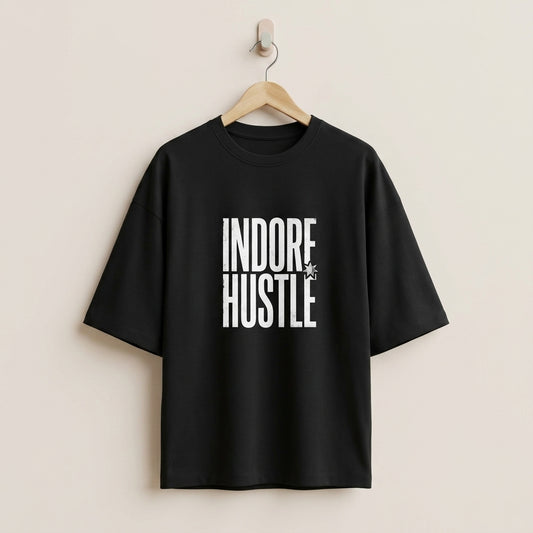 Inksara Indore Hustle premium Unisex Terry Oversized Tee featuring minimalist 09 branding, high-quality 240 GSM French Terry streetwear from Indore.