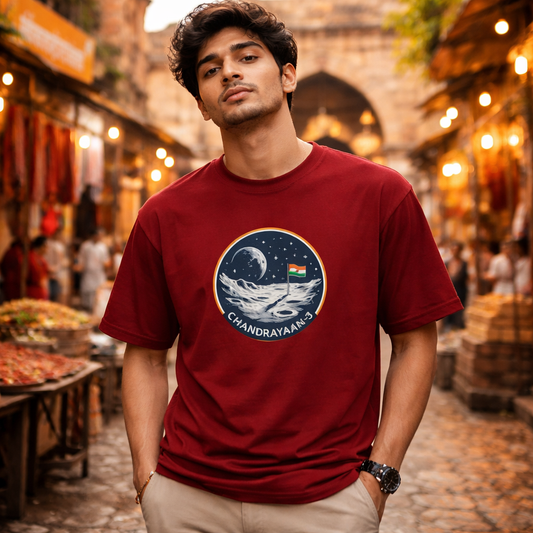 chandrayaan isro Minimalist T-shirt for Men - Inksara Streetwear